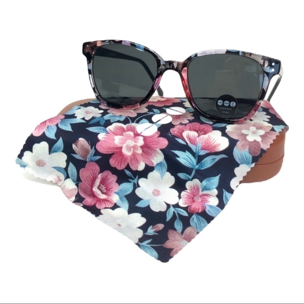 KOMONO Renee Floral Sunglasses Black Pink NEW - Picture 4 of 13